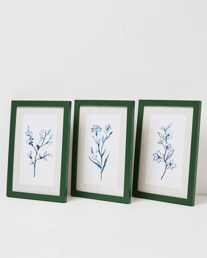 Linear Floral Framed Wall Art Set of Three